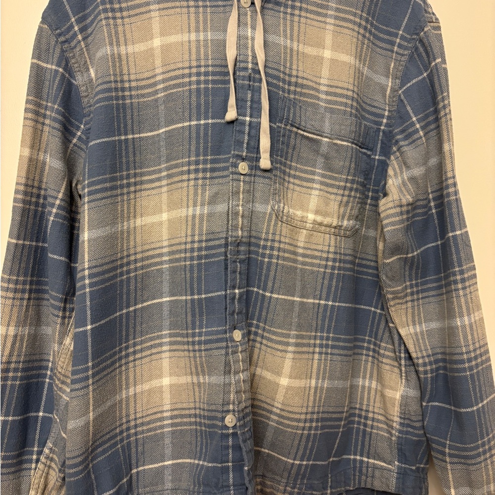 Hollister Light Blue and White Plaid Shirt
